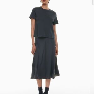 Aritzia Babaton Pieta Midi Skirt in Navy Blue